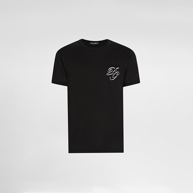 dolce & gabbana cursive embroidered logo t-shirt